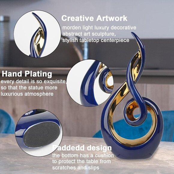 Modern Abstract Art Table Decoration Ceramic Statue Modern Blue Ornaments - Picture 4 of 10